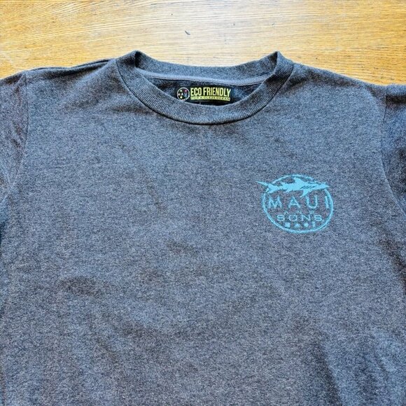 Maui And Sons Crewneck Sweatshirt Mens Small Grey Surf Shark Graphic Long Sleeve - Picture 3 of 12